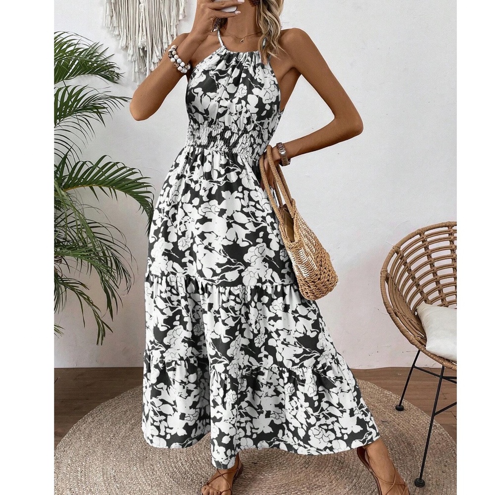 NWoT BellanBlue black and white Floral Maxi Dress